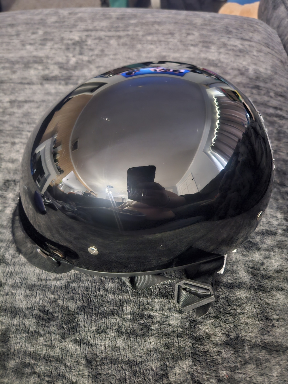 Daytona Skull Cap Helmet Hi-Gloss Black Size Small - Two Stickers On Helmet